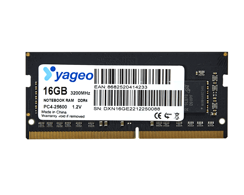 YAGEO 16GB DDR4 3200 MHZ NOTEBOOK RAM 1.20V PVC BOX